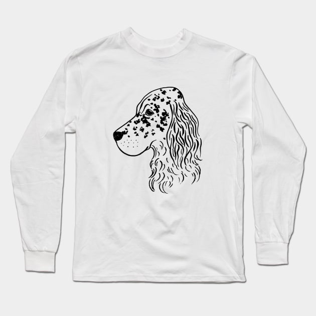English Setter (Black and White) Long Sleeve T-Shirt by illucalliart